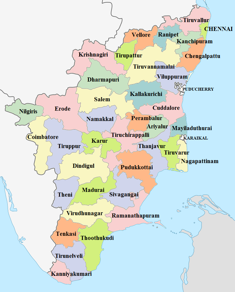 Tamil Nadu district map